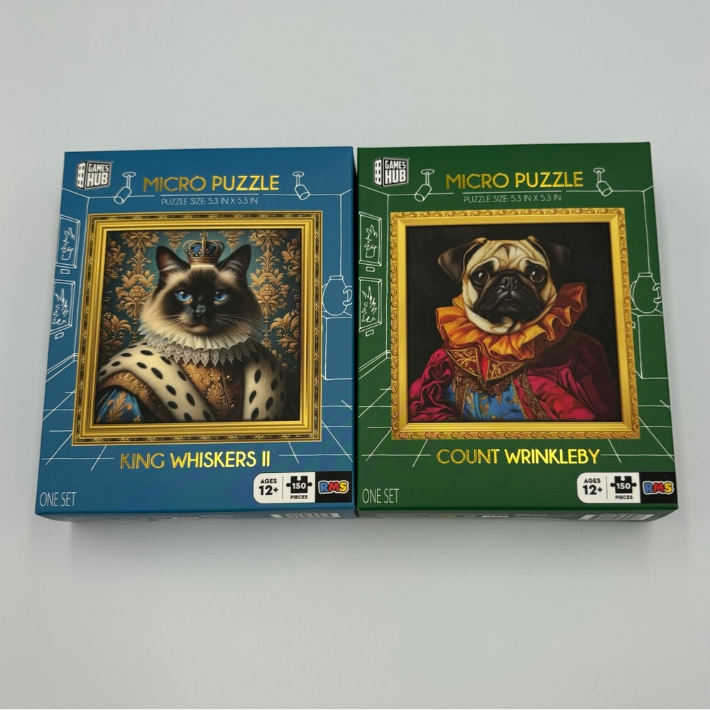 NEW LOT of 2 Micro Jigsaw Puzzles Count Wrinkleby King Whiskers II 150 Pieces